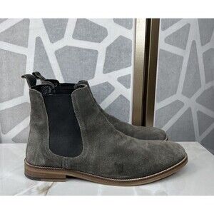 Crevo Malik Chelsea Ankle Boots Men Sz 13 Gray Leather Suede Slip On Double Gore
